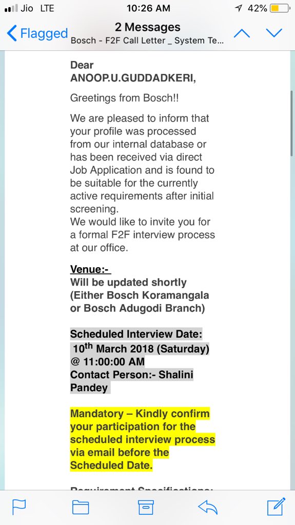 UgAnoop's tweet image. Dear team, FYI please find attached which includes HR person name ,date of interview scheduled as well as place.