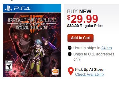 sword art online fatal bullet ps4 gamestop