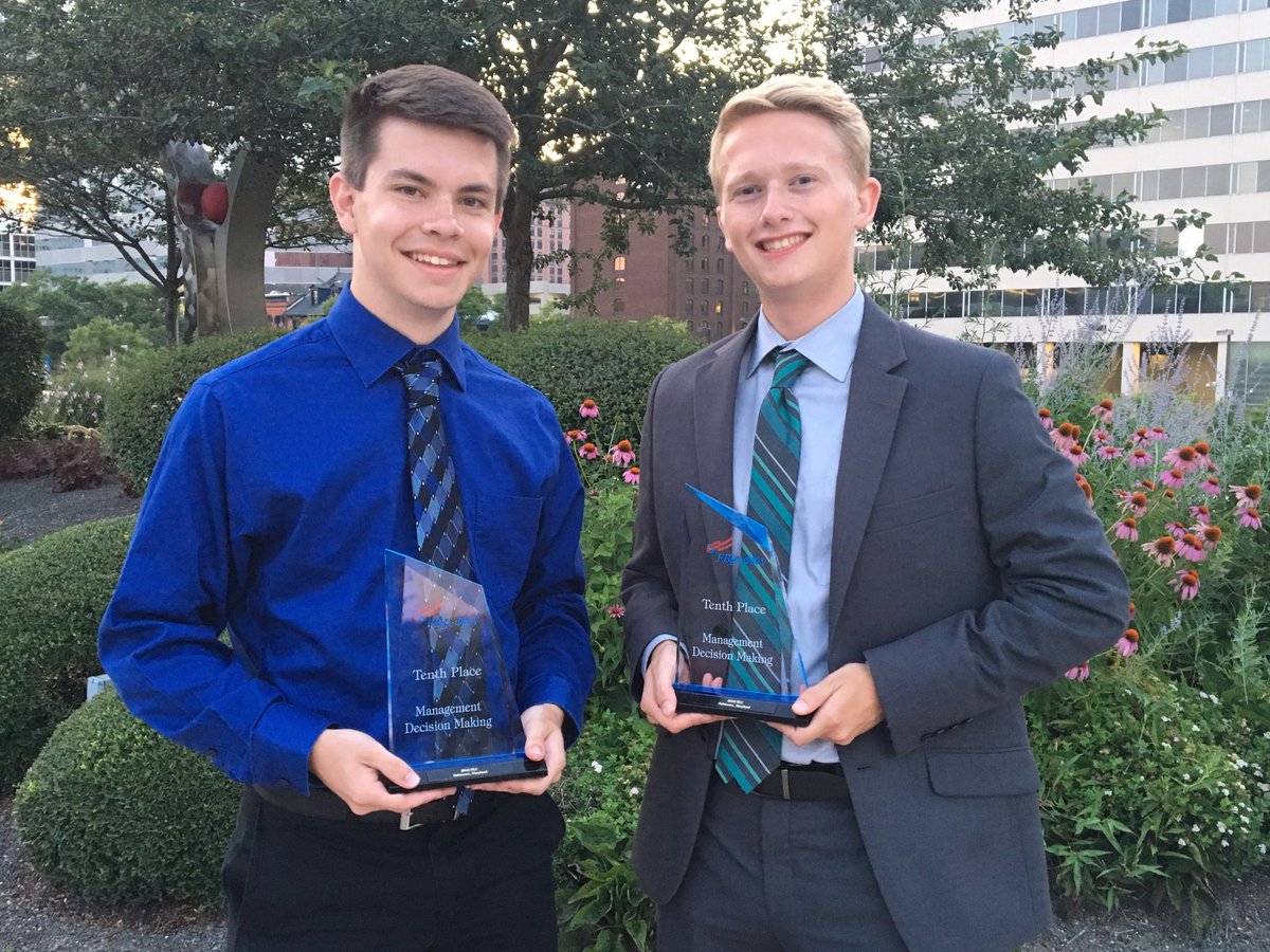 pgreenstreet65's tweet photo. Congratulations to Travis Wiebler and Holden Rohlfing for placing 10th at FBLA nationals in Management Decision Making. So proud of these Olathe East boys. https://t.co/WZmr0zKTKX