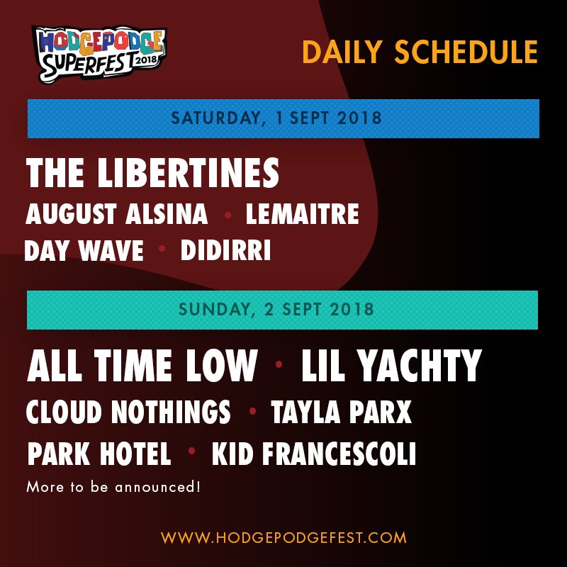 hodgepodgefest's tweet image. #MondayMotivation is knowing that #HodgepodgeSuperfest2018 Daily Schedule is finally here! Go to hodgepodgefest.com and stay tuned because more will be announced soon. #HPSF18 #JavaFestPro #supermusic