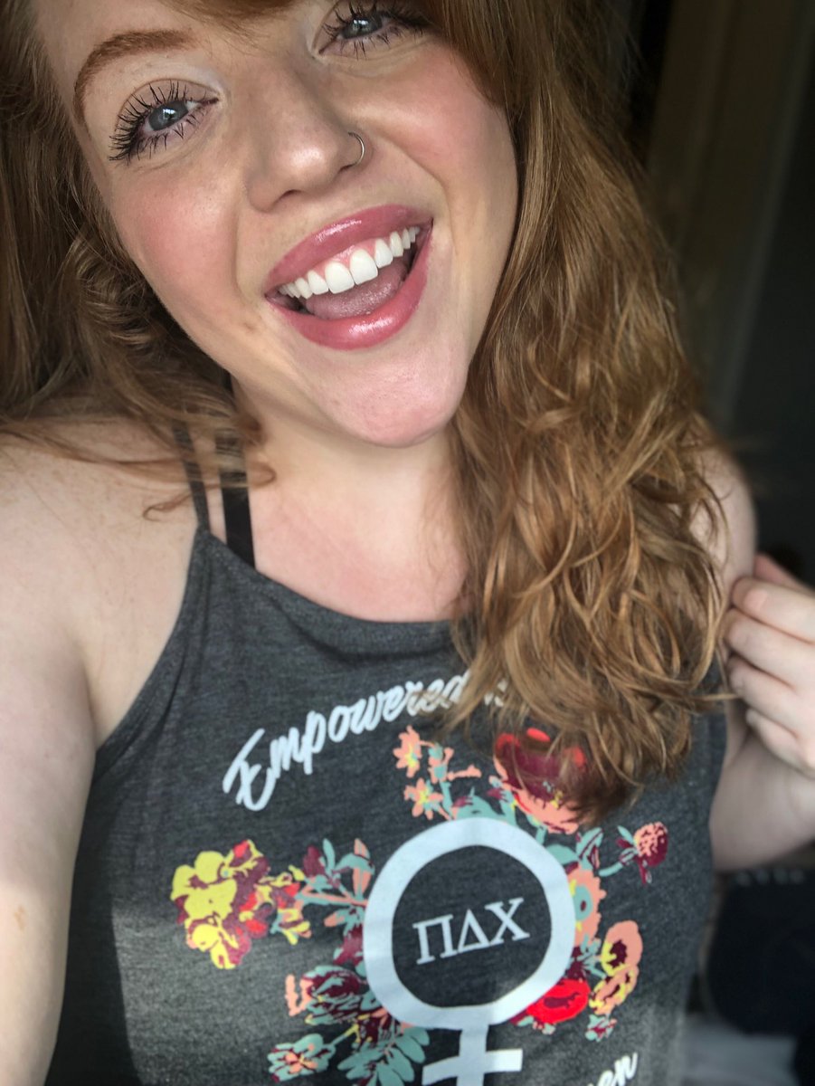 EmmiHoot's tweet photo. When you’re 23 and (almost) two years out of college but the recruitment shirts for the upcoming semester are too good. (whatever ok) #pideltachi #orwhatever https://t.co/x6pTXTRxIX