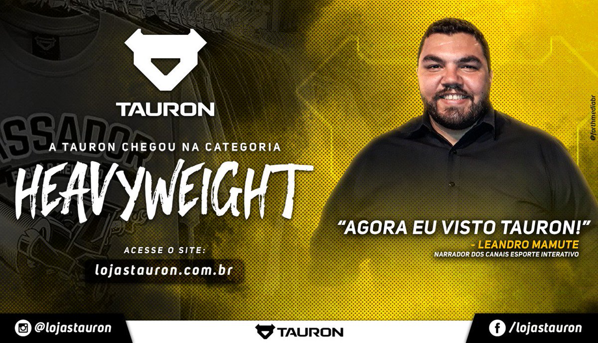 LeandroMamuteTV's tweet photo. PARCERIA FECHADA!
As @lojastauron, marca de Fight Wear que + cresce no país, agora é minha patrocinadora oficial!
Grande incentivadora dos esportes de luta, e, desde o seu início vem patrocinando e acima de td valorizando atletas!
Acesse > https://t.co/YWXmDDbdoD
#UseTauron https://t.co/rEsvwVALQR