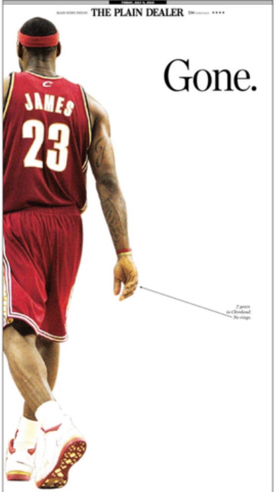 darrenrovell's tweet photo. Cleveland Plain Dealer: July 9, 2010. July 12, 2014. July 2, 2018. https://t.co/bct4oHKndu
