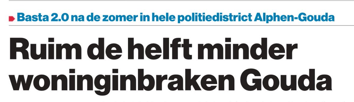 TheoKrins's tweet photo. Goed werk door @PolGouda! Mooi dat alle inzet tot dit resultaat heeft geleid: ruim de helft minder inbraken in Gouda tov 2017! #basta2 / @AD_GroeneHart https://t.co/oKPCj70j7o