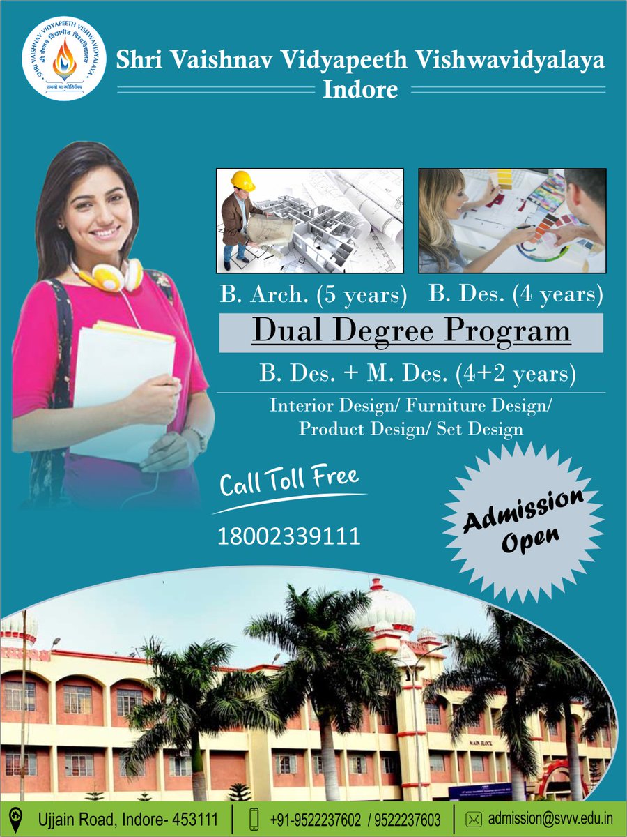 vaishnav_shri's tweet photo. Admission Open- 2018
B. Tech. (4 years)
Textile Engineering / Garment &amp; Fashion Technology
https://t.co/VBPGcp1tp4. (2 years) 
Textile Engineering 
Dual  Degree  Program
B. Tech. + MBA
#Indore #Admission #B_Tech #M_Tech #Engineering #Fashion_Design #B_Sc https://t.co/1AZ5X8BXjn