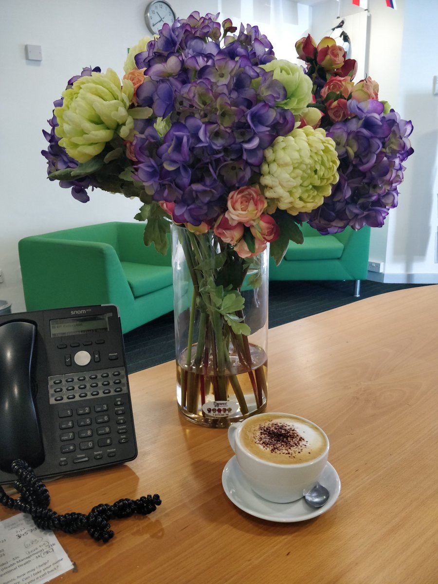 Basepoint_Folk's tweet photo. What better way to start your #Monday than a Cappuccino from our #refreshcafe on site and beautiful flowers from @flower_genie ? https://t.co/OUwX9vyNGr
