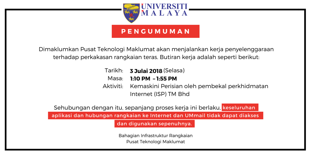 Universiti Malaya A Twitter Mohon Sekiranya Dapat Disampaikan Kepada Warga Um Siapa Siapa Yang Berkaitan Akan Perkara Ini Https T Co Kbl1spk8ep Twitter