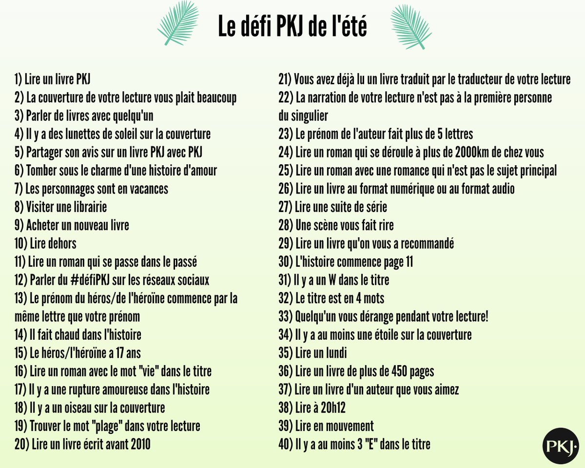 pocket_jeunesse's tweet photo. Le #défiPKJ est de retour pour l'été, dans son ancienne version! Qui participera et tentera de réaliser les 40 défis en juillet et en août? 
Comme d'habitude, un livre permet de réaliser plusieurs défis à la fois! https://t.co/IcXMQfVywQ