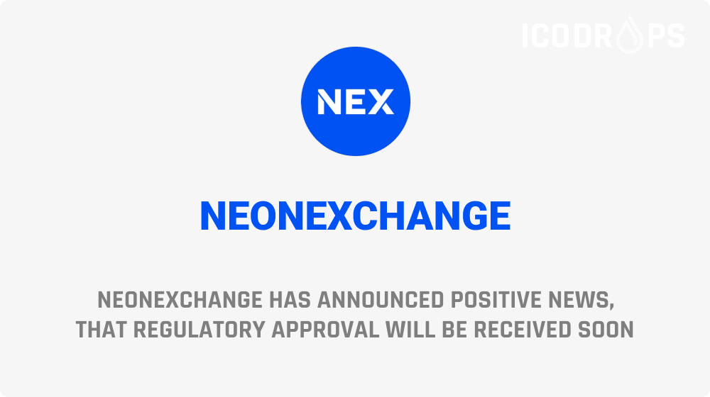ICODrops's tweet photo. Neonexchange (@neonexchange) has announced that regulatory approval is expected to be received soon. https://t.co/HpxWLtAQRp https://t.co/bH6fTJcEbu