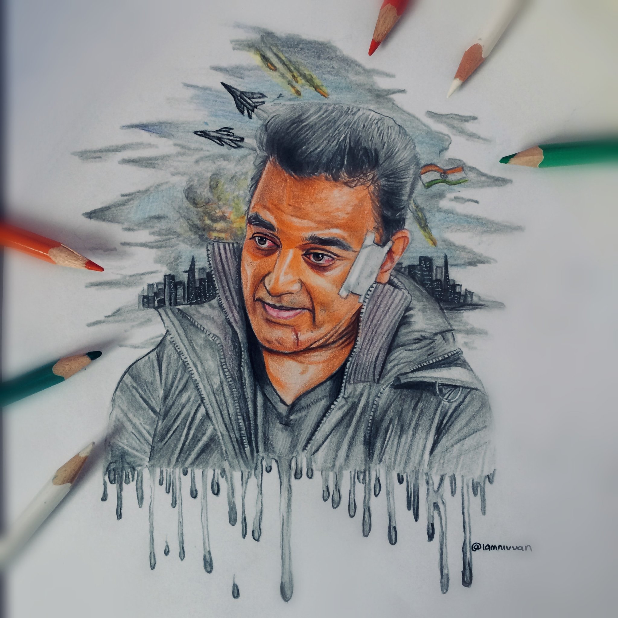 Sketch Of Actor Kamal Hassan - Desi Painters