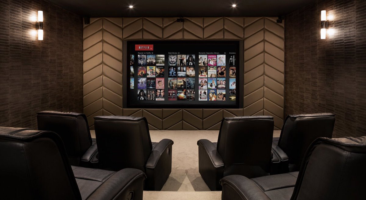 TeamEliteDesign's tweet photo. The moody yet luxurious cinema room at our Mullberry project. #elitedesignstudio #interiors #interiordesign #homecinema https://t.co/4Qe2aI2lYt https://t.co/hRTcQON0Wk