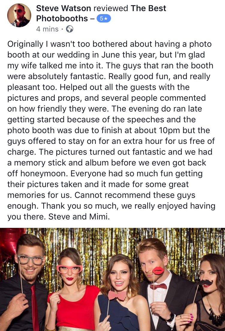 What a lovely review to wake up to this morning. #fivestar #review #wedding #photoboothwedding #photobooth #makingmemories