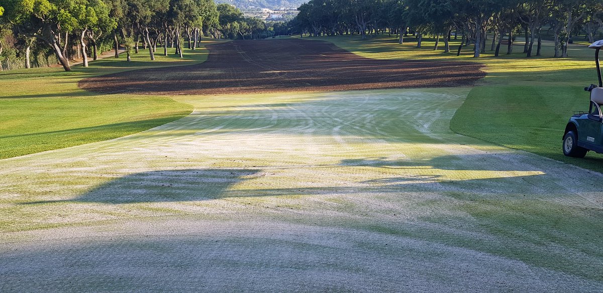 AgronomyRCV's tweet photo. Resumir el trabajo del equipo de #greenkeepers del @RcValderrama  en tres semanas en un twitt es tarea  difícil. Pero no más que presentar el ⛳ en condiciones #top. Enorme el trabajo y dedicación de todo el equipo. @juanangolf_a @ricardobaron92 @PacoFustel #Realclub #Valderrama https://t.co/cNSyZY20b4