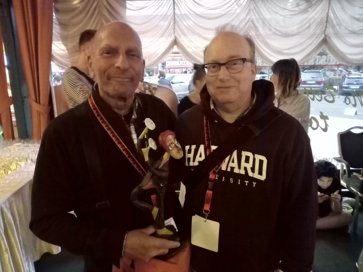 NeilMcGFilm's tweet photo. Presenting @SecondRunDVD Mehelli Modi with his @cinetecabologna #IlCinemaRitrovato2018 #dvdawards here in @kviffest for Pere Portabella's VAMPIRE CUADEC https://t.co/JwmEoCtC3D