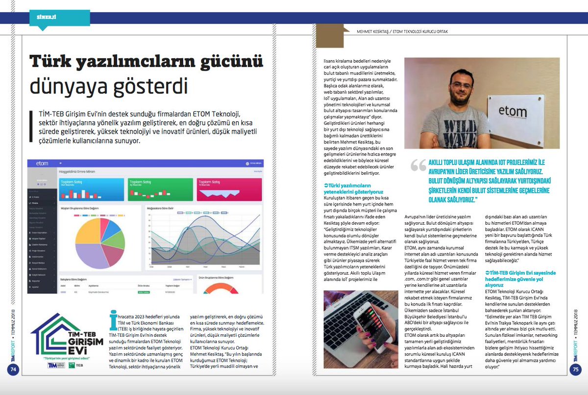Türkiye İhracatçılar Meclisi'nin resmi dergisi TIMREPORT'un ETOM ile gerçekleştirdiği röportaj temmuz 2018 sayısında: issuu.com/turkishexporte… #turkishexportersassembly <a href="/turkihracat/">TİM</a>