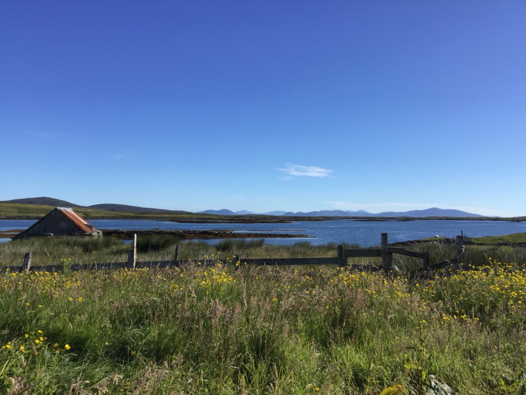 callyyeatman's tweet photo. This morning home (temp summer abode) and view from kitchen steps with breakfast #warminthesun #uist #hebrides #summer #notmanytrees https://t.co/fe3z7e1gni