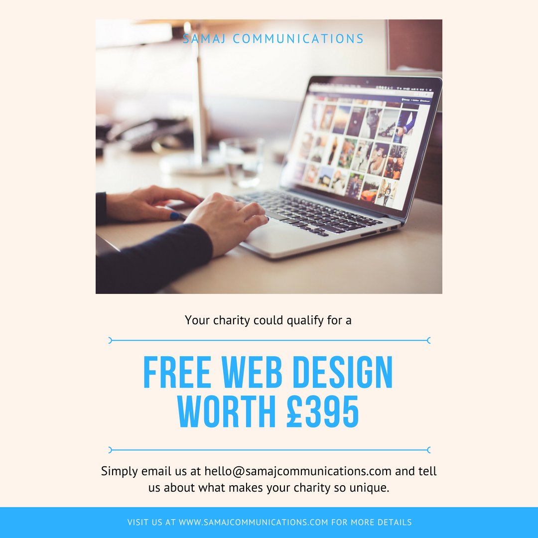 FSharp_Media's tweet image. If you know a small or new #charity with a #goodcause send them our way. They could qualify for a #freewebdesign worth £395. Email us at hello@samajcommunications.com #webdesign #affordable #reachingout #worthycause