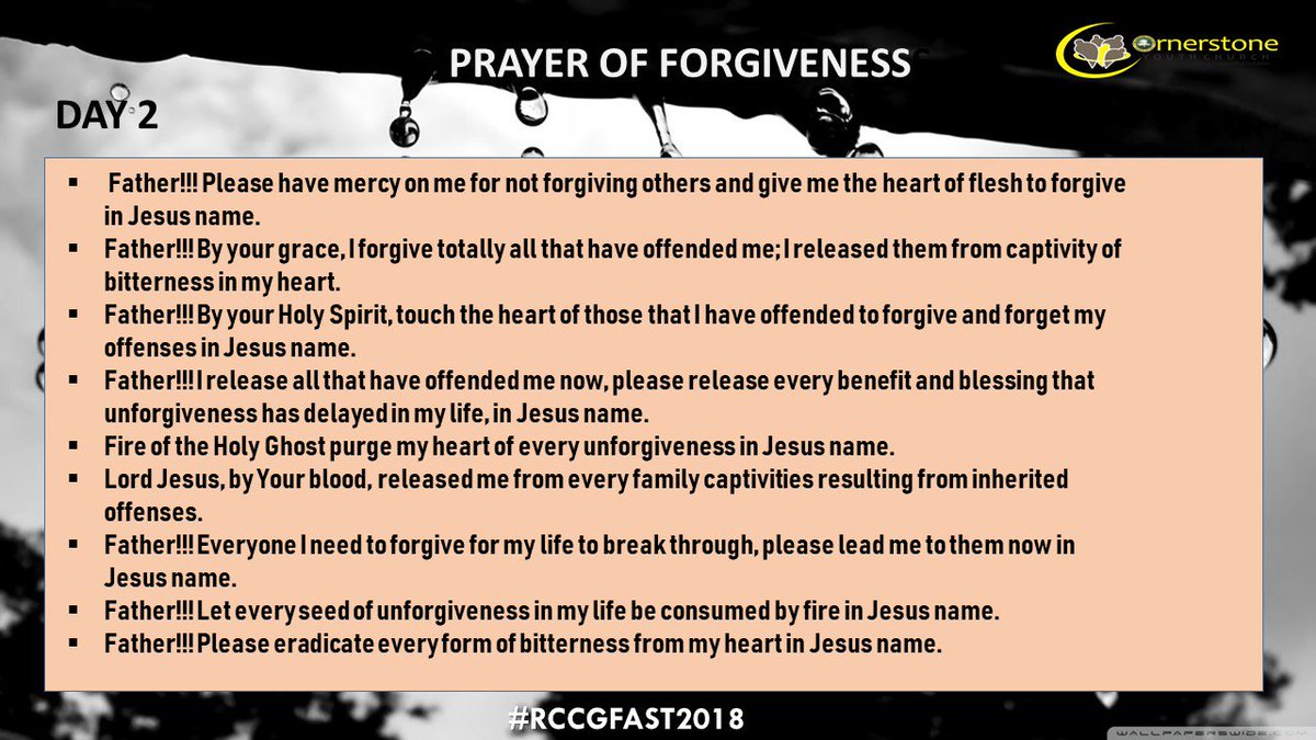 thebrooksNIG's tweet photo. Its Day 2 of the #RCCGFAST2018 2nd lap
Prayer of Forgiveness
#Prayers https://t.co/VxAM8rdVnj