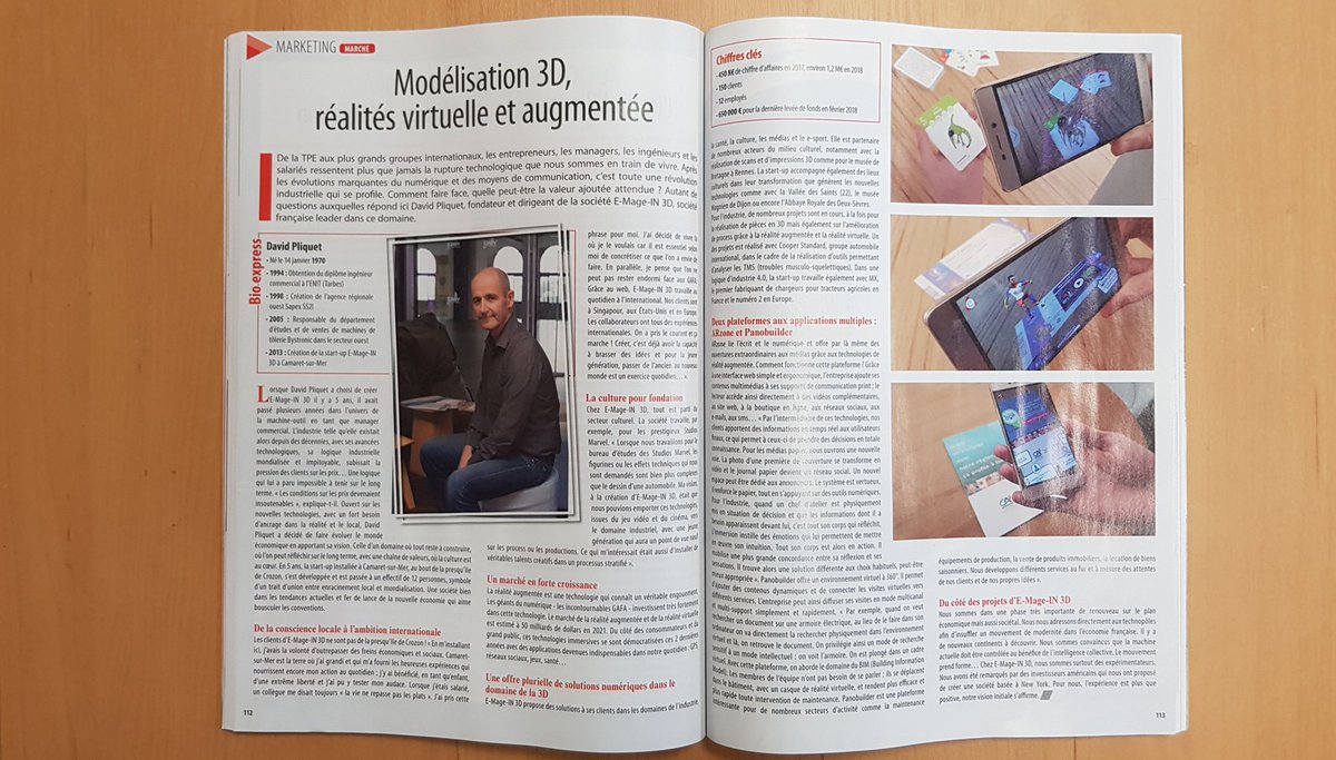 emagein3d's tweet photo. Notre #Startup à l'honneur dans le magazine Informations Entreprise ! 2 pages consacrées à la naissance, l'ambition et les différentes solutions de #Emagein3D ! 💡  
#3DPrinting #VirtualReality #AugmentedReality #Innovation https://t.co/eFhMuY5KH3