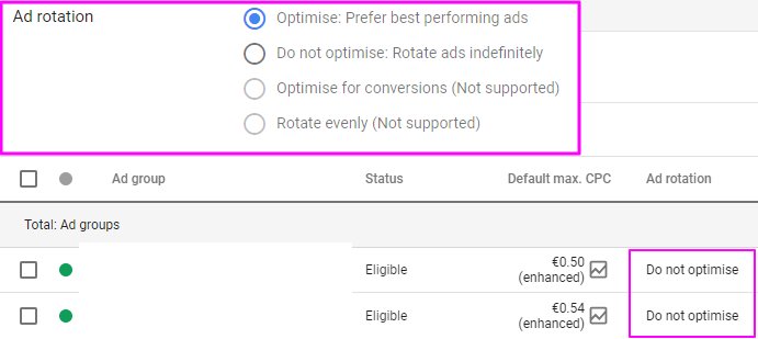 grumpyolena's tweet photo. 🤓 Add "check adgroup ad rotation settings" to the campaign take-over check list.

#paranoiaisreal #ppc #ppcchat #googleads #optimization https://t.co/m80svEAP6L