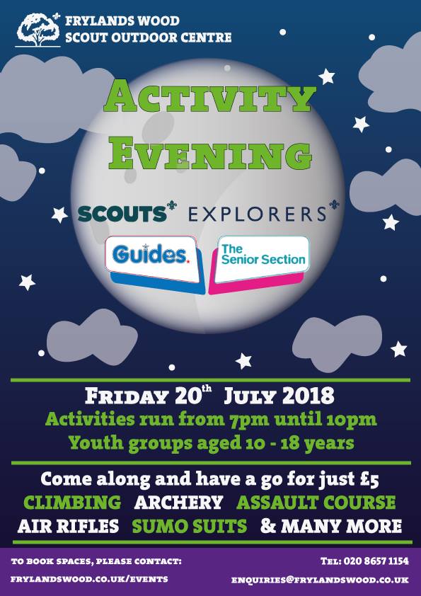 FrylandsWood's tweet image. We still have spaces available on our Activity Evening for the older sections! Have you booked your places as they are filling up fast? #SummerScouting #iScout #SummersEvening