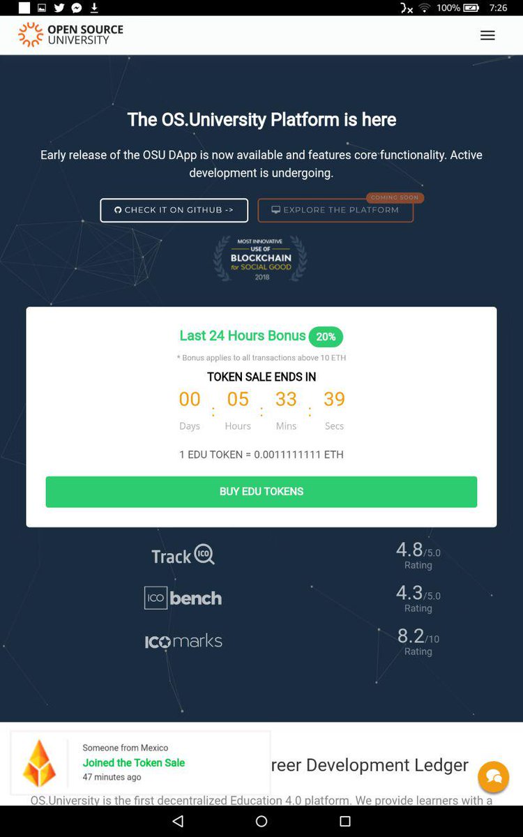 CryptaGMT's tweet photo. The Open Source University sale ends today. If you're one of the unlucky ones who couldn't get into ICO because of where you live, EDU token available on Nebula Exchange, LA Token Exchange, and DDEX very soon.
#OSU #OpenSourceUniversity #ICO #TokenSale https://t.co/vFH3Ng7VMT