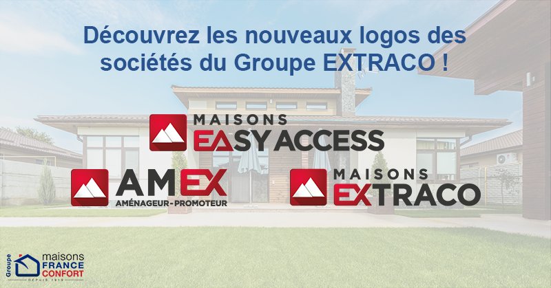 Groupe_HEXAOM's tweet photo. Le Groupe #Extraco, membre du @Groupe_MFC, renouvelle l'identité visuelle de ses marques ! Découvrez les nouveaux logos des sociétés du Groupe Extraco : #AMEX, #EasyAccess et @MaisonsEXTRACO.
Toutes les marques du @Groupe_MFC sont ici ➡️ https://t.co/plckUcgYQD https://t.co/yHfWAiLSgn