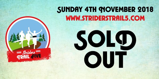 StridersTrail5's tweet image. 📣⭐️Sold Out ⭐️📣

Wow! Sold out in less than 24 hours!!

See you all on Sunday 4th November!!