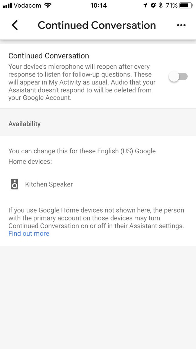 CobusGreylingZA's tweet photo. Google Home now with Continued Conversation. Device microphone will reopen after every response to listen for follow-up questions. These will appear in My Activity as usual.
#GoogleHome #ContinuedConversation #VoiceFirst #DigitalAssistant #ConversationalUI #ConversationalUX https://t.co/kzFj75iT3D