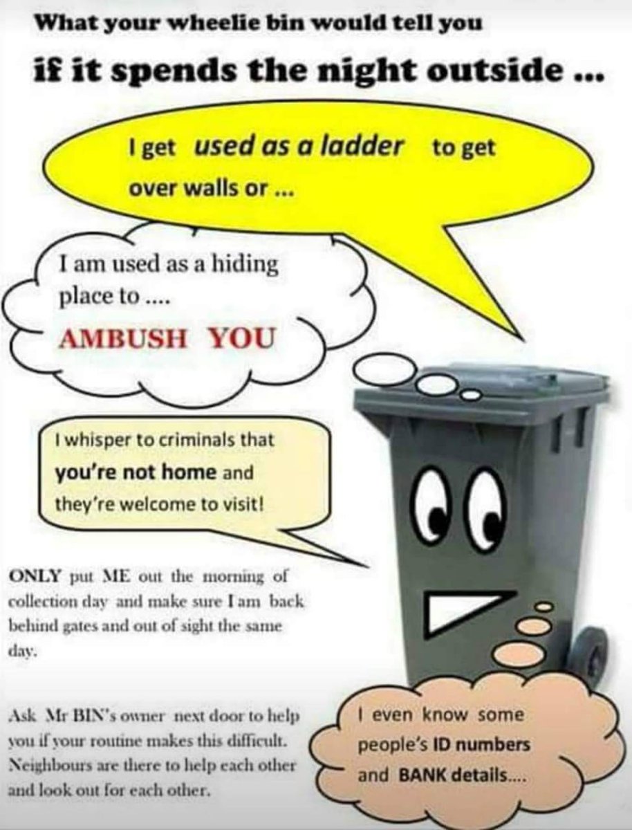 fssguarding247's tweet photo. Security tips to remember when taking out your rubish bins https://t.co/ZI44AkdJuF