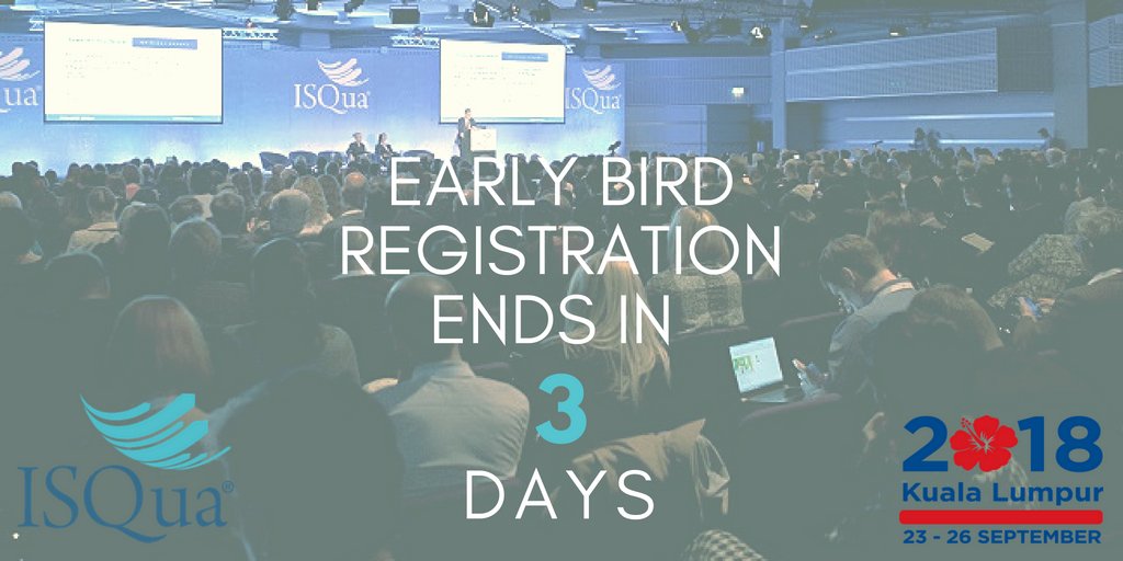 ISQua's tweet photo. There's only 3 days left to register for #ISQua2018 at our early birds rates. After 4th July registration will increase by an average of €140, so act quickly! https://t.co/nfaX2d3rI6
Take a look at our programme https://t.co/tN5ImgfJ2t to see what you can't miss out on! https://t.co/65AdEp01Al