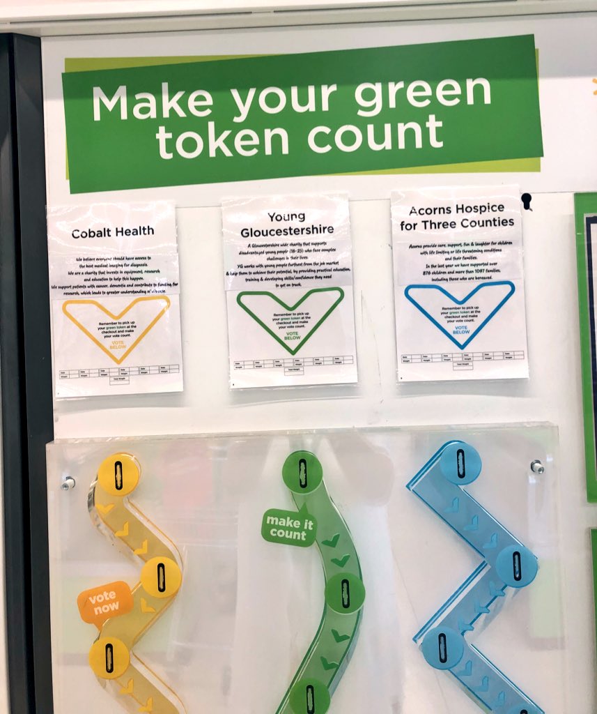 Thanks so much to <a href="/Asdacheltenham/">Community champion</a> for choosing <a href="/AcornsHospice/">Acorns Children's Hospice</a> as one of your charities for the next 3 months 🌟 If you shop there please do pop your green token into Acorns Children’s Hospice slot. It’s very much appreciated #cheltenham #Gloucestershire #community #charity