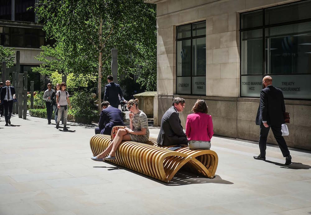 lathamsltd's tweet photo. How fantastic to see the Double Bench being enjoyed in the sunshine, made for @LFArchitecture using our @Garnicaplywood Duraply, designed by Mills Turner &amp; made by Monarch Joinery Ltd https://t.co/5N0LrHeegl