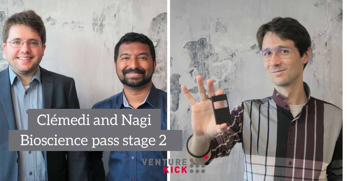 venturekick's tweet photo. Congrats to @Clemedi_ and @Nagibioscience on passing stage 2 of Venture Kick! https://t.co/e40pQXViiK #SwissStartups #medtech #biotech @EPFL_en https://t.co/SfowJKhFmL