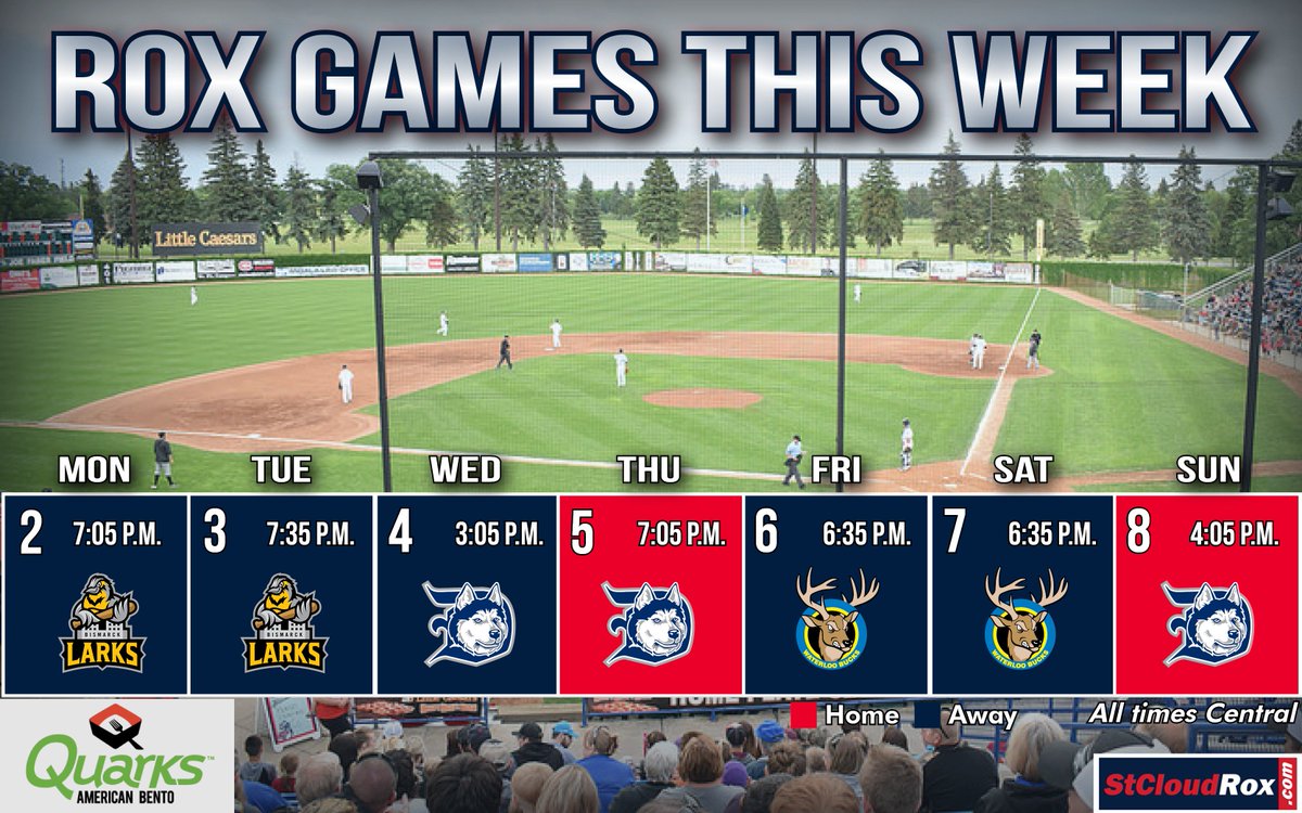 While you fill your bowl and fill your soul at <a href="/QuarksAB/">Quarks AmericanBento</a>, fill your week with some St. Cloud Rox baseball!

Here's a look at the week ahead for the #Rox, which includes two games at home at the Rock Pile! #RoxSolidFun