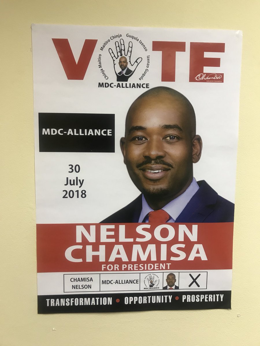 The Presidential poster @nelsonchamisa is now out. Our teams on the ground will start putting up the posters tonight. #2018ChamisaCheteChete 
#VoteHwendeKuwadzanaEast
#KwekweHimJuly30

@PatsonDzamara @hwende @MdcKuwadzana @nelsonchamisa @BitiTendai @DavidColtart