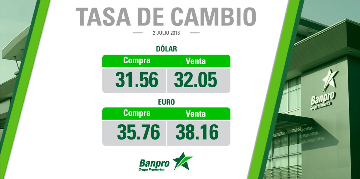 Banpro Nicaragua No Twitter Tipo De Cambio Banpro Para Este Lunes 2 De Julio 2018