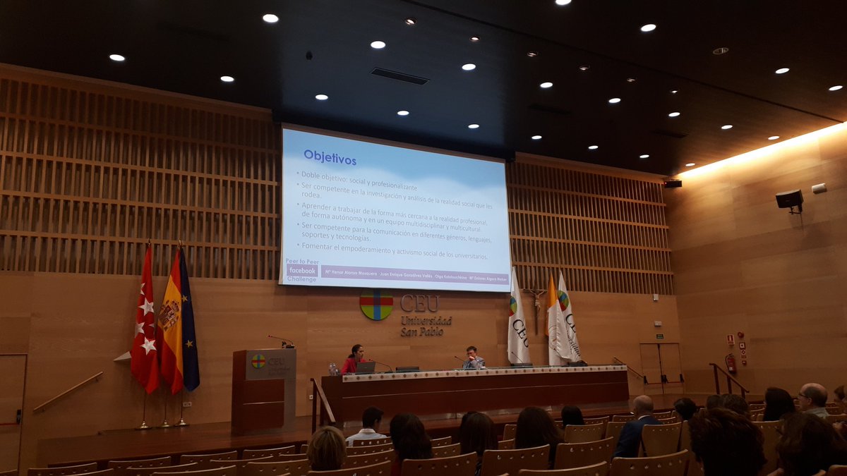 juanengonzalvez's tweet photo. @HenarAlonsoMosq expone en el #CIFID de @USPCEU los éxitos aportados desde @OficialRewind e @itswomanfull para la innovación docente. Orgullo de equipo de la @HumYComCEU junto a @okolotouchkina María Dolores Algora @mariche_navio y José Cortés https://t.co/4ndik6XU7C