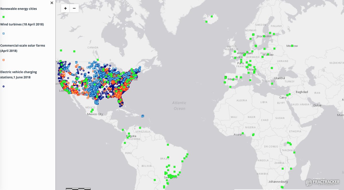FracTracker's tweet image. ICYMI Nearly 350 communities worldwide (so far) have set tangible goals to transition off fossil fuels. These communities are our beacons for a #sustainable planet. Don't see your community listed? Help us fill in the map! ow.ly/tsYW30kI0rU #CleanEnergyAction maps