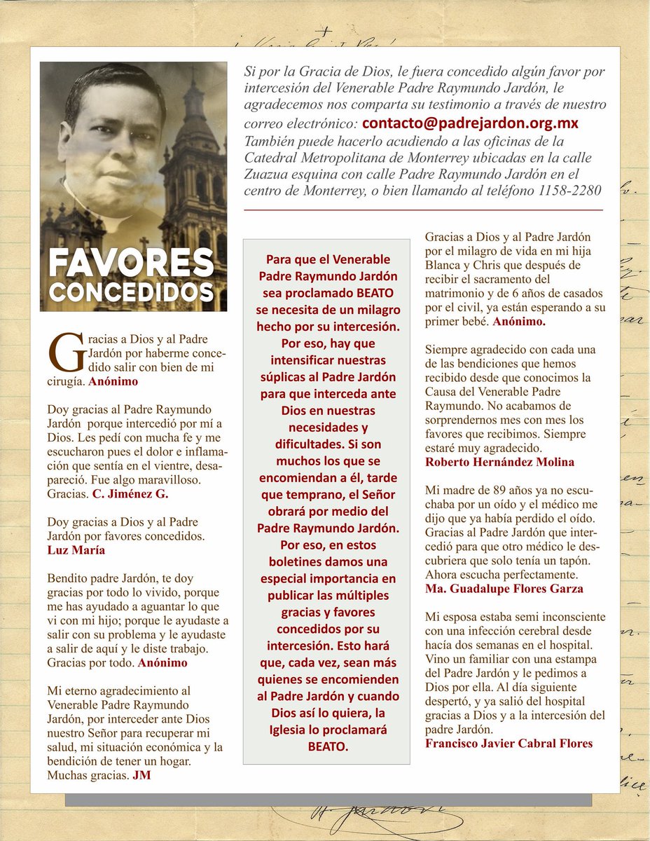 PadreJardon's tweet photo. Boletín informativo mensual de la causa de canonización del Venerable Padr e Raymundo Jardón. Mes de Julio 218 https://t.co/z3xN4LsSQX