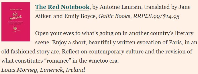 GallicBooks's tweet photo. The fantastic #French read #TheRedNotebook by #AntoineLaurain highly recommended by @FinancialTimes this weekend! 😊🎈📚
'Enjoy a short, beautifully written evocation of Paris' 🇫🇷 https://t.co/yx3Msf41qK