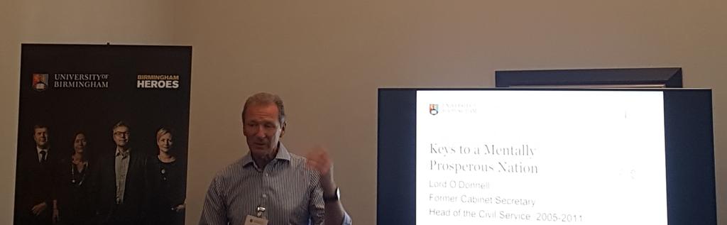 JonGlasby's tweet photo. Lord O'Donnell on making prevention a reality (well-being is the right measure for judging the success of policy) #MHPreventionGap #MHPC https://t.co/Xakxl3ebjf