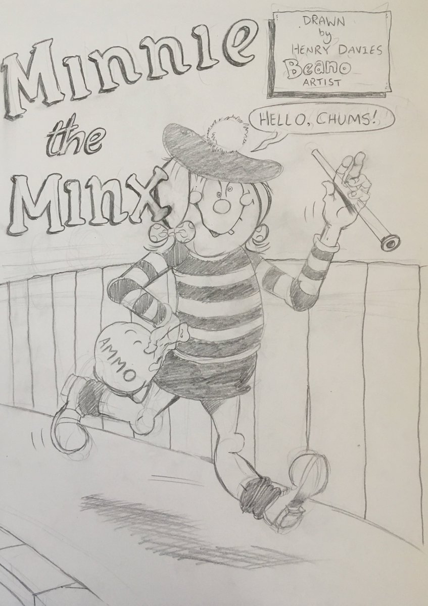 I have some artwork for sale. 
This one is a fantastic Minnie the Minx drawing. 
A3 size 16.5 by 11.7 inches. 
Just £65 including postage. 
My email address is: 
henrydavies@henrydavies.com