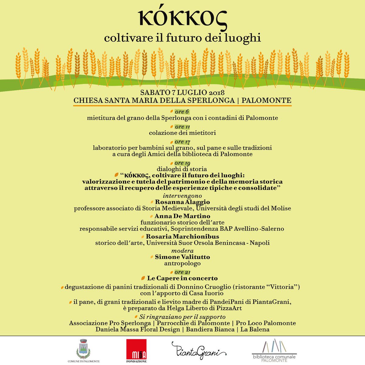 PiantaGrani's tweet photo. κόκκος. GRANO.  In greco antico. #Palomonte e i nostri grani tradizionali, tappa de i #dialoghidistoria 
Da due anni diciamo che il grano e il pane sono elementi di conoscenza, valorizzazione, promozione e connessione: detto, fatto!
#storiediosostanza #storiedipiantagrani https://t.co/toA1TiozoO