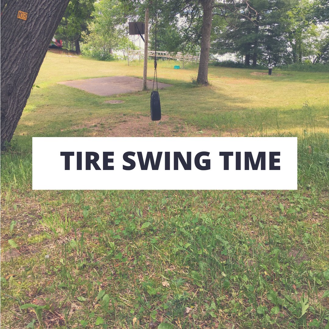GoldenLakeCamp's tweet photo. It’s Monday morning but don’t be sad! The tire swing is waiting!! https://t.co/P44tZbtuiB