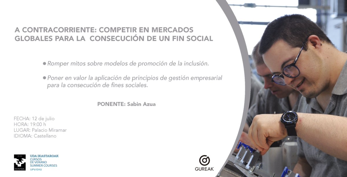 Matrikula zaitez gure hitzaldira! "A contracorriente: competir en mercados globales para la consecución de un fin social" ¡Matricúlate a nuestra ponencia! @UPVeranoEHUdan <a href="/bmasistrategy/">BMASI</a> uik.eus/es/contracorri…