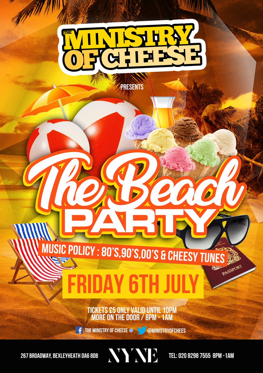 MinistryOfChees's tweet photo. 🏖 Beach PARTY ☀️
@nYnelounge 🕶🍹
We will see you on FRIDAY ⛱ https://t.co/Yz3KSbfTyC