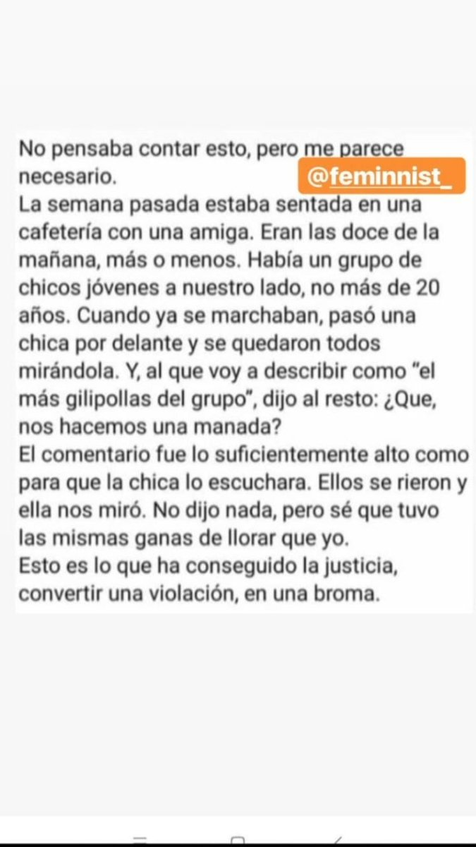 Rosegl15's tweet photo. Vergüenza os debería de dar a los que hacéis estas barbaridades. Una violación no es una broma, se os debería de caer la cara de vergüenza. 
Ahora nosotras tomaremos la justicia por nuestra mano. 
#injusticia #España #feminismo #Basta https://t.co/8mKUHInAXW