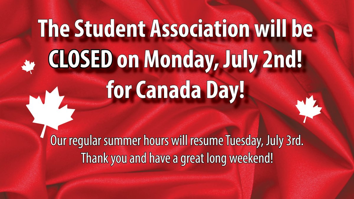 We hope you had a great day celebrating Canada! The SA is closed today, we will reopen tomorrow at 8am! :)