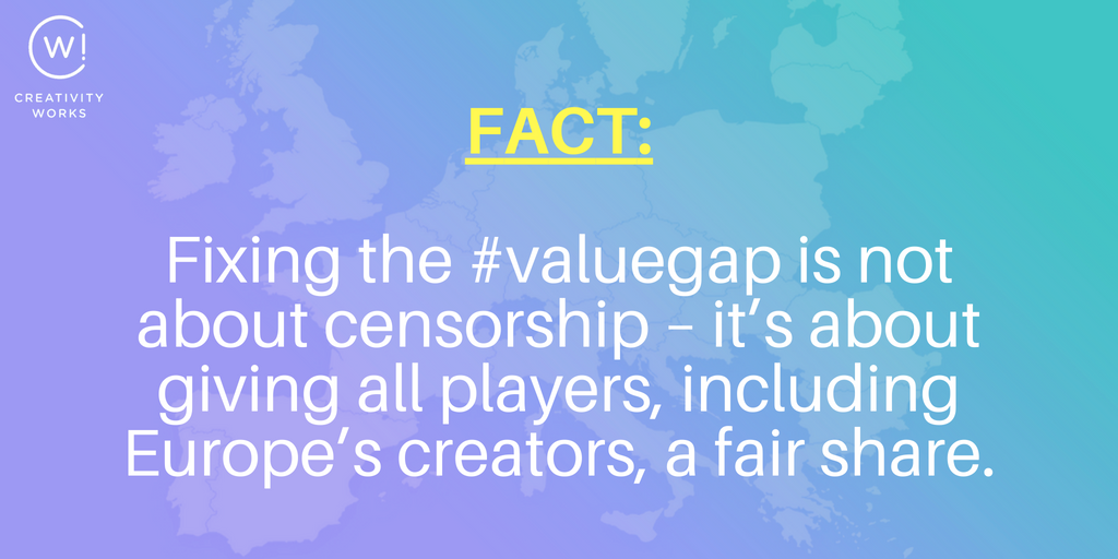 Creativity Works! <a href="/CreativityW/">Creativity Works!</a>
MYTH: #Article13 will censor the Internet #Vote4JURIreport <a href="/JeanArthuis/">Jean Arthuis</a> <a href="/petras_petras/">Petras Austrevicius</a> <a href="/catherinemep/">Catherine Bearder🇪🇺 🇺🇦🇺🇦🇪🇺🔶</a> <a href="/IzaskunBilbaoB/">Izaskun Bilbao</a> <a href="/JeanMarieCAVADA/">Jean-Marie CAVADA</a>  <a href="/M_DiaconuMEP/">Mircea Diaconu</a>  <a href="/federley/">Nya tider stundar</a> <a href="/CharlesGoerens/">Charles Goerens</a> <a href="/Nat_GRIESBECK/">Nathalie Griesbeck</a>  <a href="/IvetaGrigule/">Iveta Grigule</a> <a href="/MarianHarkin/">Marian Harkin</a> <a href="/IvanJakovcic/">Ivan Jakovčić</a>